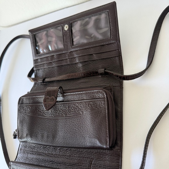 Brighton Brown Croc Embossed Leather Wallet with a Silver Heart clasp - Picture 11 of 14